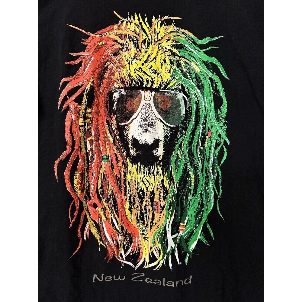 New Zealand Rasta Sheep Dreadlocks Graphic Single Stitch Tee Unisex Size Large - Picture 5 of 5